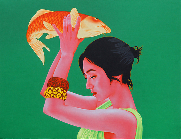 Fish girl  鱼女孩 100x130cm 油画 2015 (2).jpg