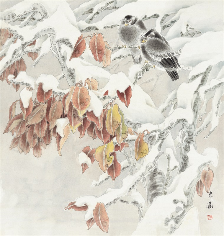 初雪 42cm×40cm 1992年 纸本设色.jpg