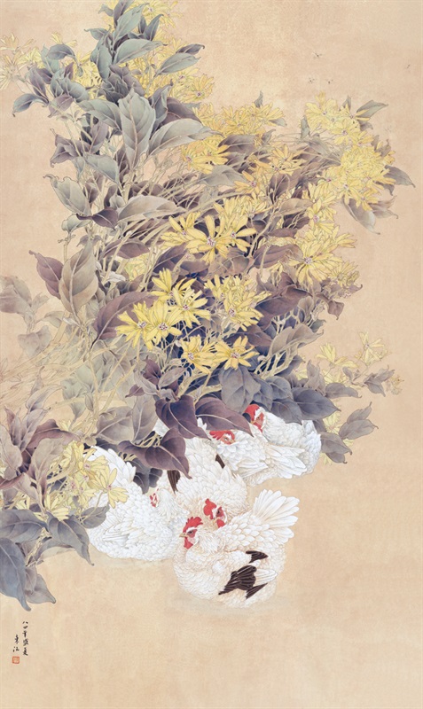 园边即景 148cm x 88.5cm 1984年 纸本设色.jpg